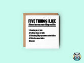 5 Things I Like More Than My Bike Greetings Card - The Gifted Panda