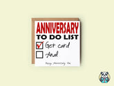 Anniversary To Do List Card - The Gifted Panda