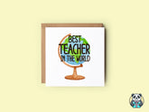 Best Teacher In The World Greeting Card - The Gifted Panda