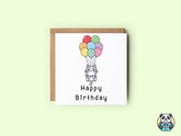 Cat Attached To Balloons - Birthday Card - The Gifted Panda