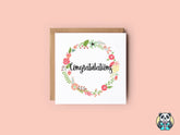 Congratulations Floral Wreath Greetings Card - The Gifted Panda