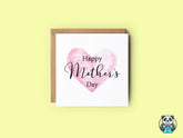 Happy Mother's Day Watercolour Heart Card - The Gifted Panda