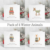 Merry Christmas Card Cute Woodland Animals - Set Of 4 - The Gifted Panda