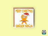 Merry Christmas Ginger Ninja Greetings Card - The Gifted Panda
