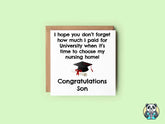 Nursing Home Graduation Greetings Card - Son - The Gifted Panda