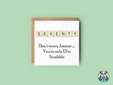 PERSONALISED Scrabble Age 70 Birthday Card - The Gifted Panda