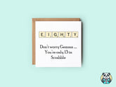 PERSONALISED Scrabble Age 80 Birthday Card - The Gifted Panda