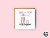 Personalised Thank You Wellington Boots Card - The Gifted Panda