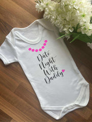 Date Night With Daddy Pearls Baby Vest - The Gifted Panda