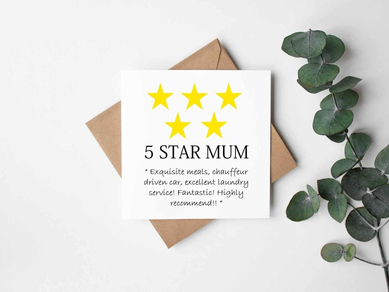5 Star Mum Greetings Card - The Gifted Panda