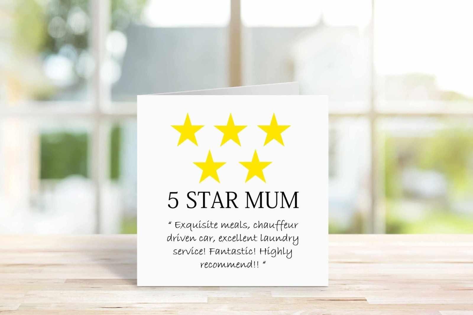 5 Star Mum Greetings Card - The Gifted Panda