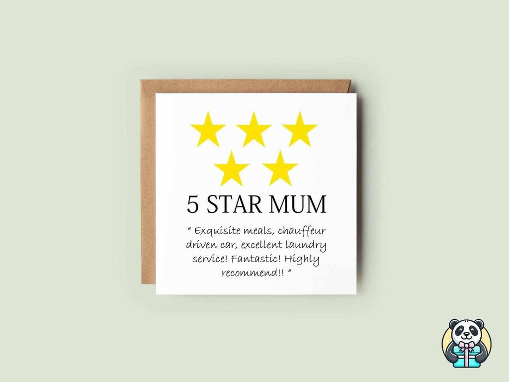 5 Star Mum Greetings Card - The Gifted Panda