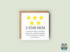 5 Star Mum Greetings Card - The Gifted Panda