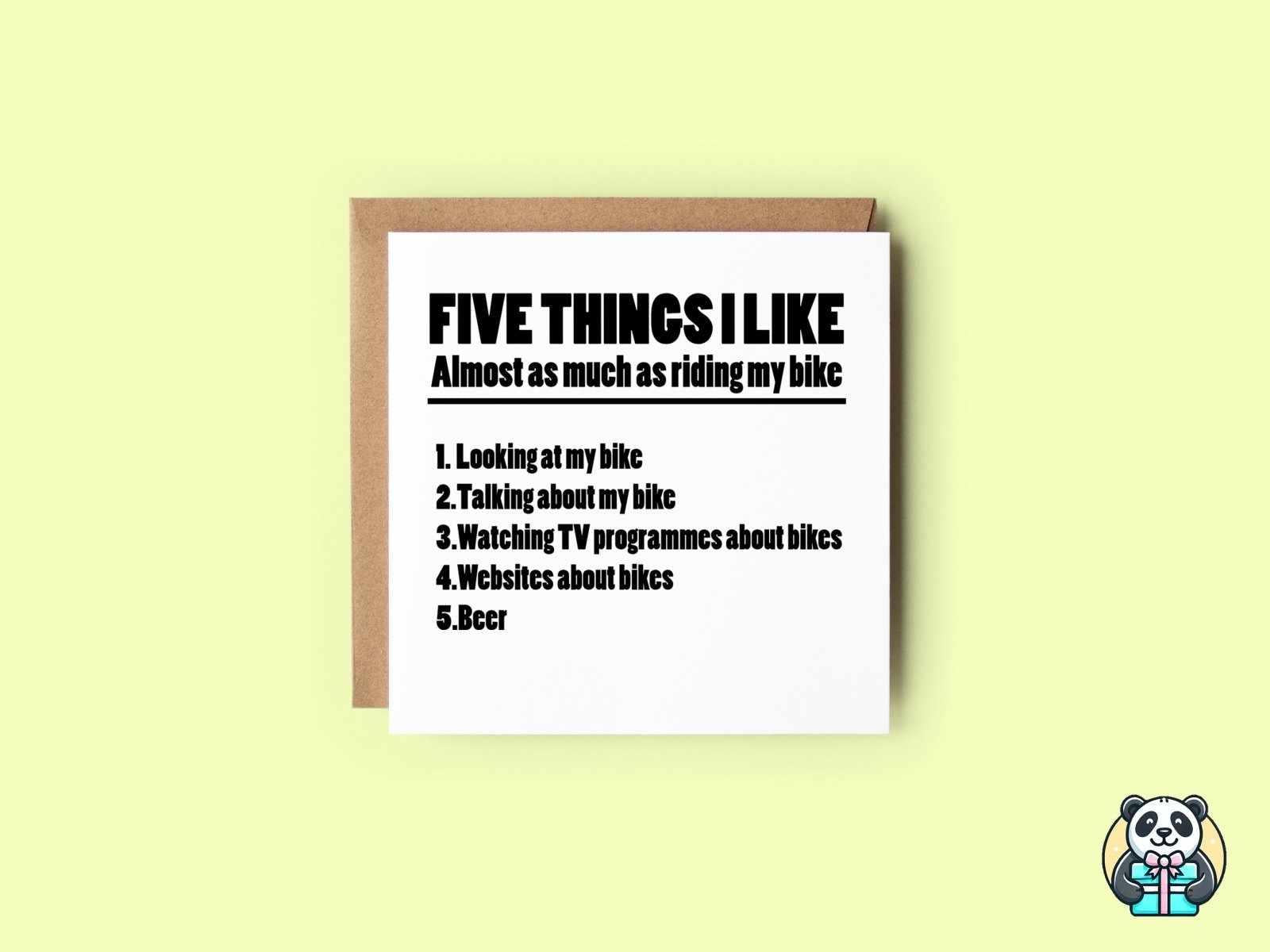 5 Things I Like More Than My Bike Greetings Card Secondary image