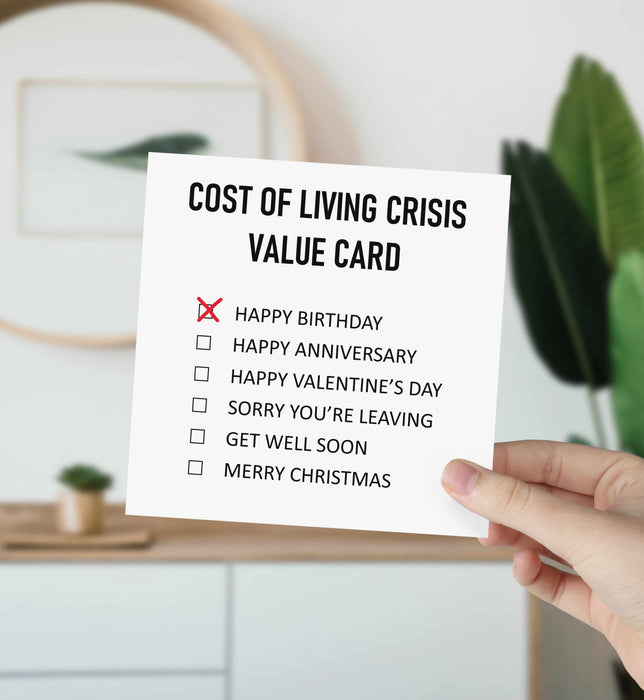 Cost Of Living Crisis Value Card
