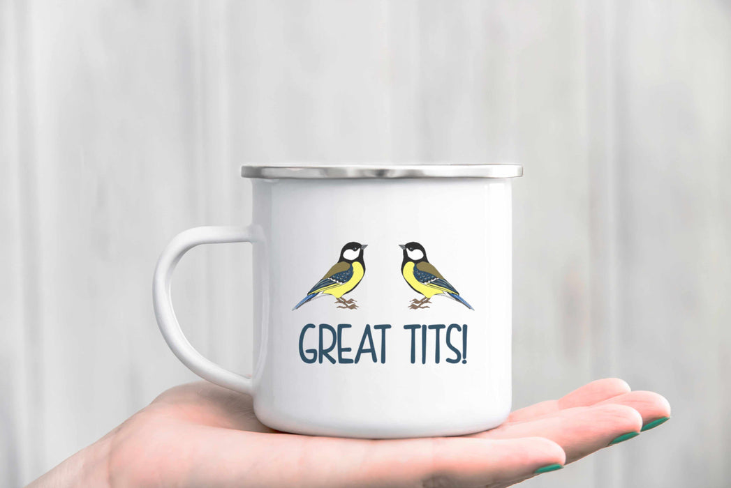 Great Tits Enamel Mug