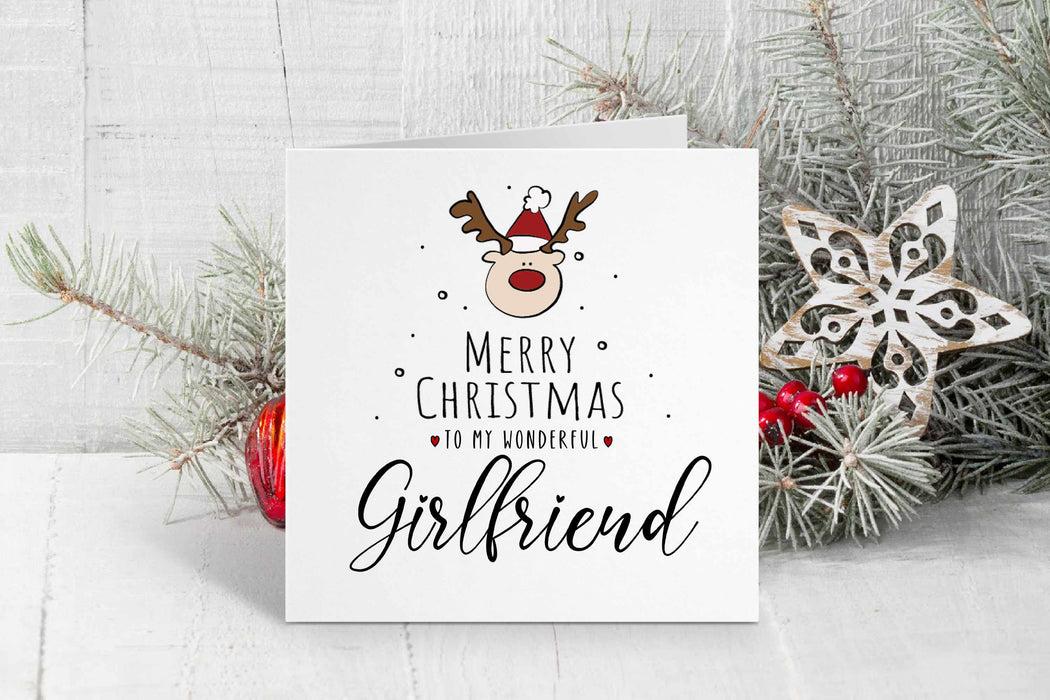 Merry Christmas Girlfriend - Reindeer Christmas Card
