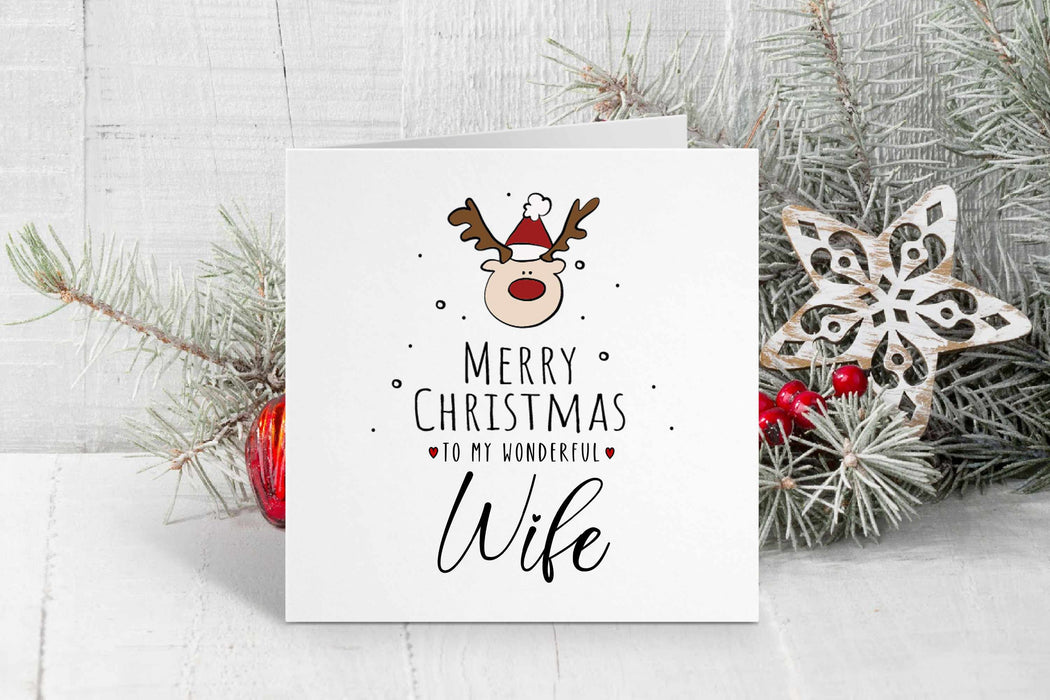 Merry Christmas Wife - Reindeer Christmas Card