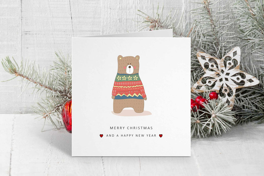 Merry Christmas Card Cute Woodland Animals - Set Of 4