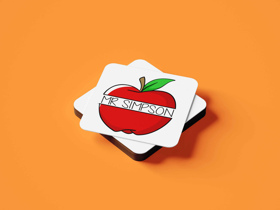 Personalised Thank You Teacher - Apple - Coaster