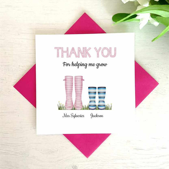 Personalised Thank You Wellington Boots Card