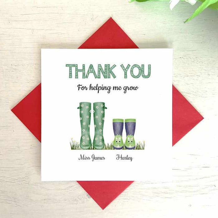 Personalised Thank You Wellington Boots Card