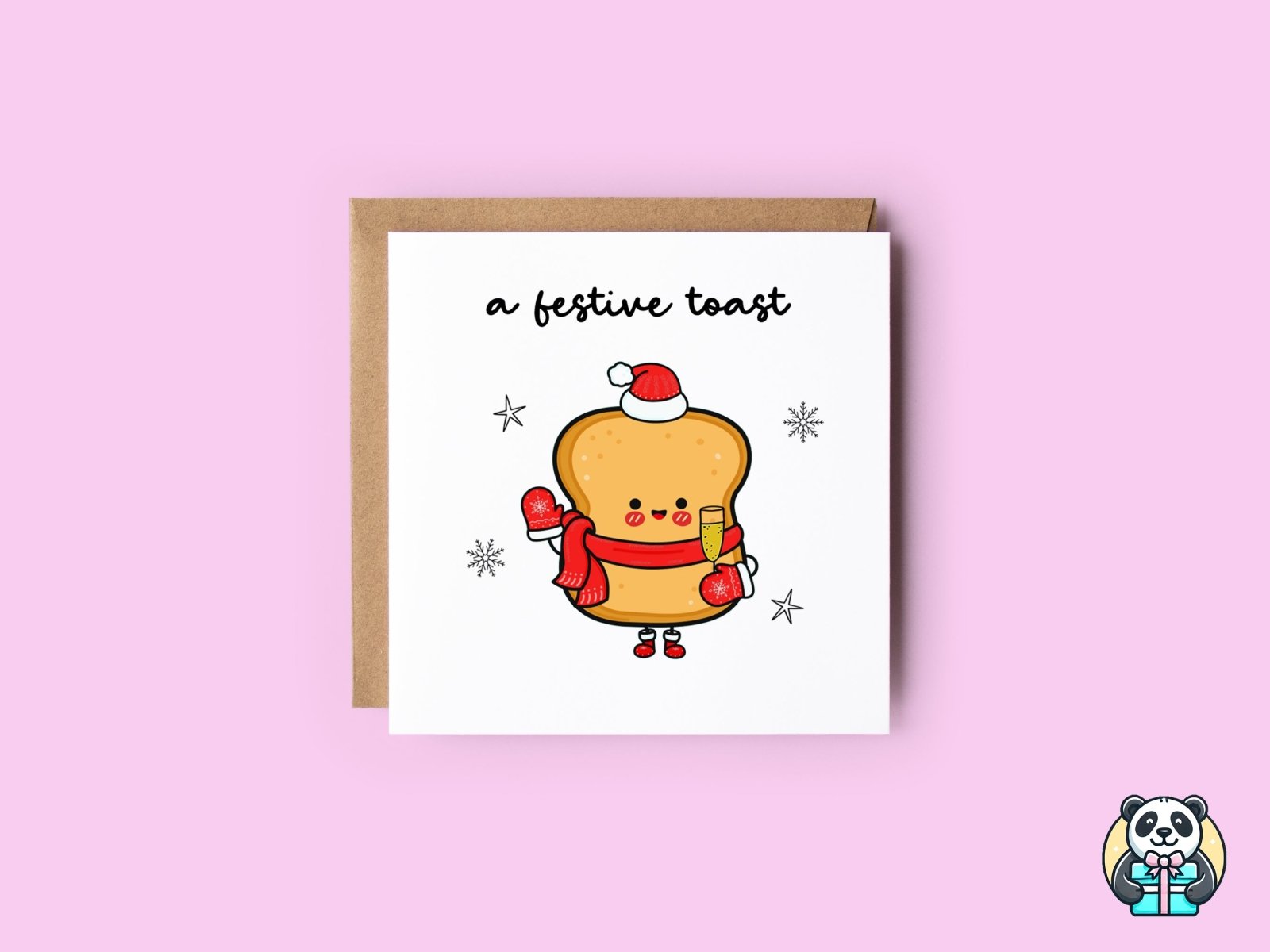 A Festive Toast Christmas Card - The Gifted Panda