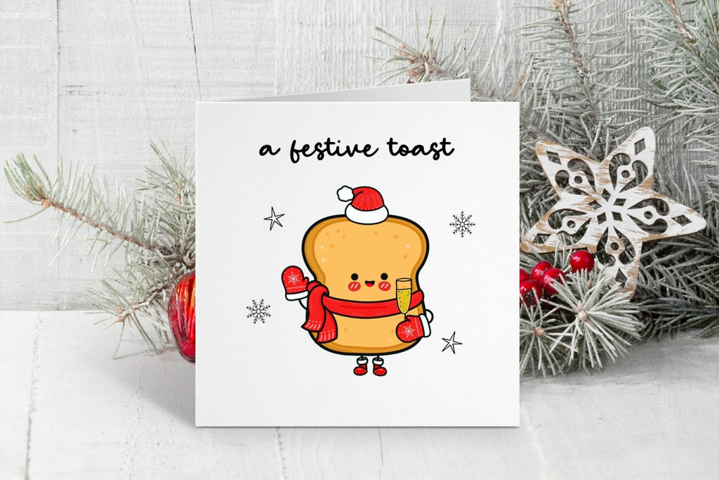 A Festive Toast Christmas Card - The Gifted Panda