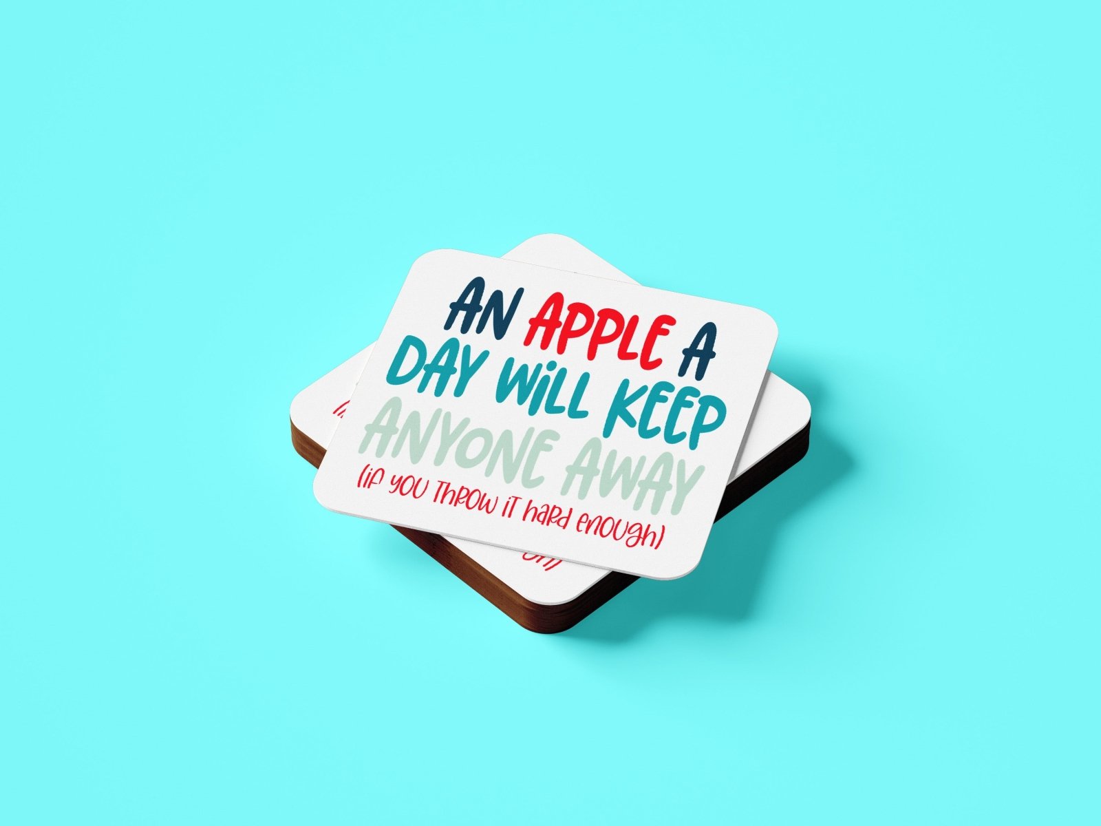 An Apple A Day Will Keep Anyone Away Coaster - The Gifted Panda Main image