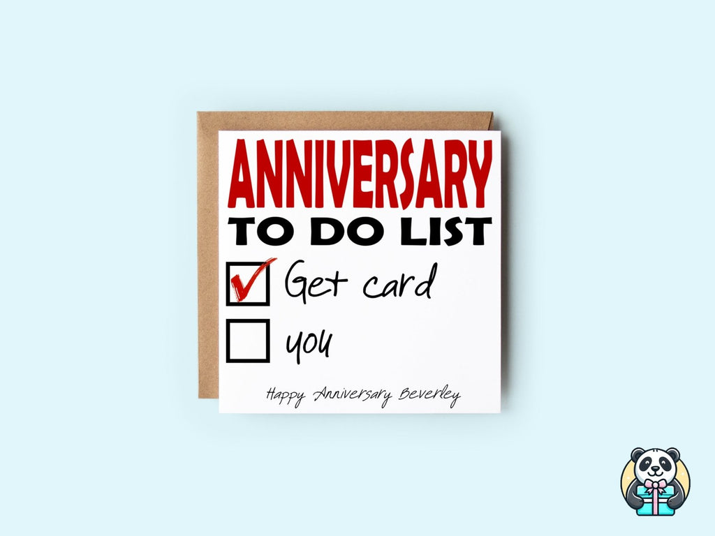 Anniversary To Do List Card - The Gifted Panda