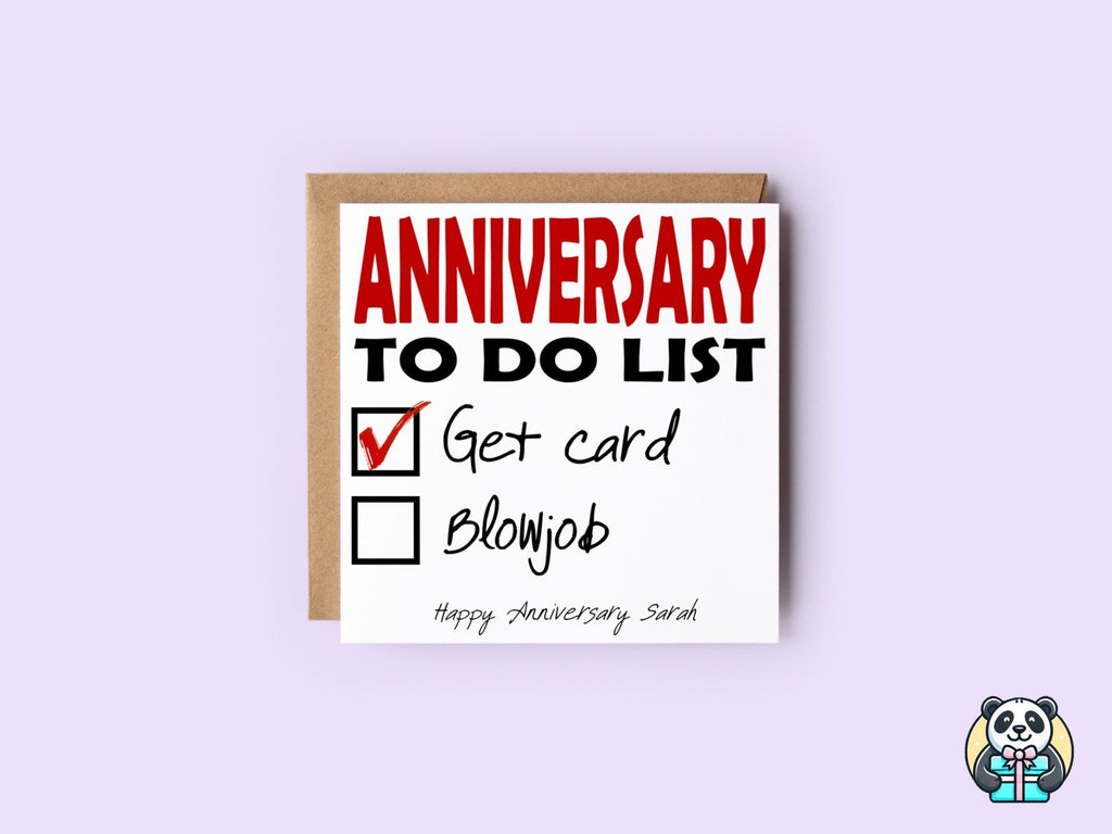 Anniversary To Do List Card - The Gifted Panda