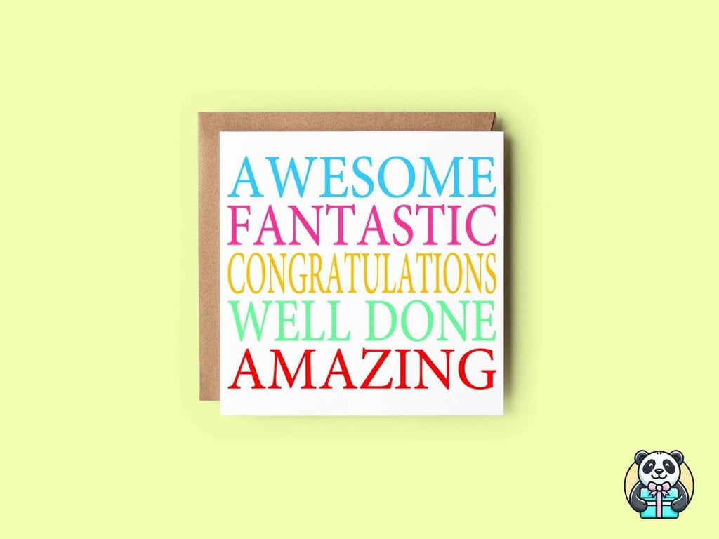 Awesome Fantastic Congratulations Greetings Card - The Gifted Panda