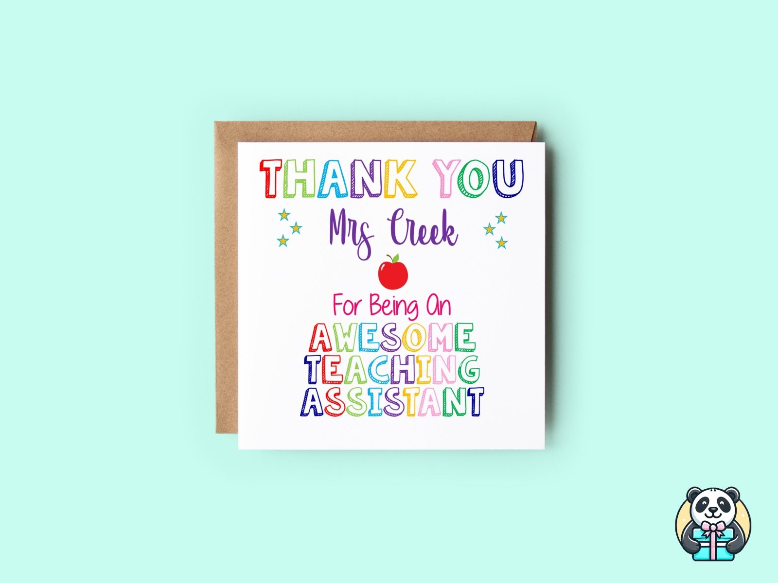 Awesome Teaching Assistant Thank You Card - The Gifted Panda