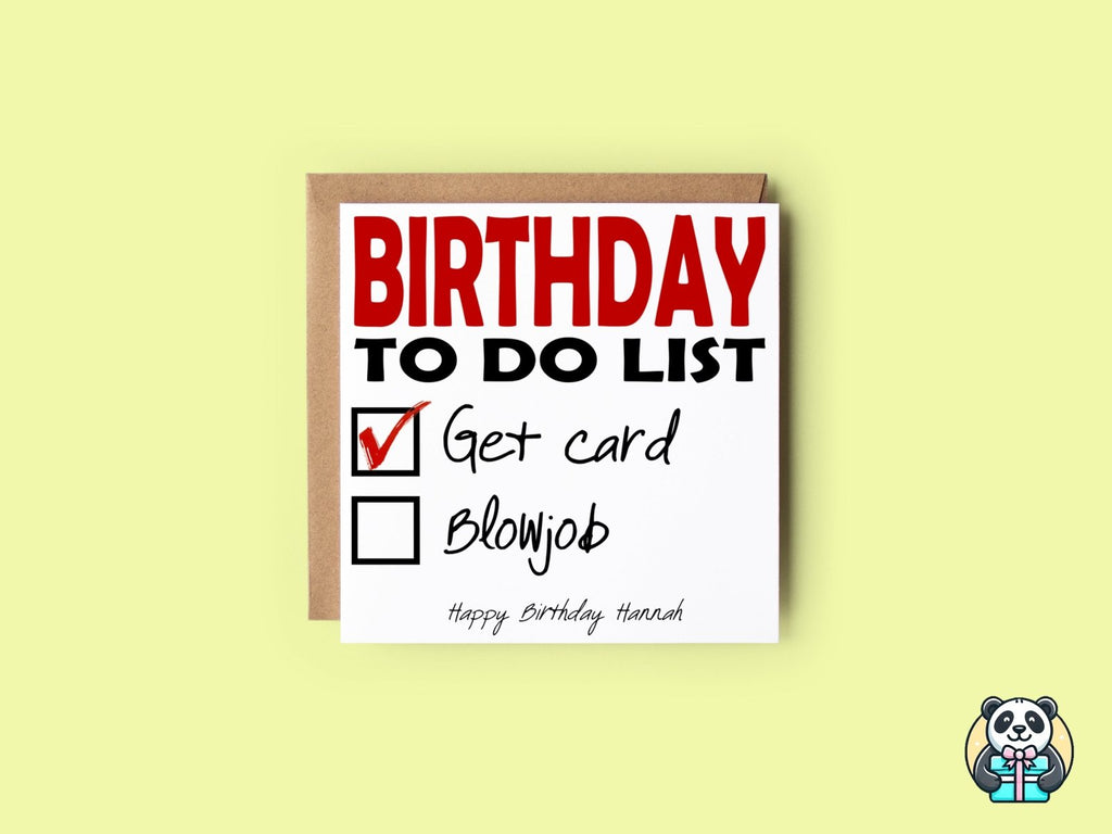 Birthday To Do List Card - The Gifted Panda