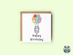 Cat Attached To Balloons - Birthday Card - The Gifted Panda