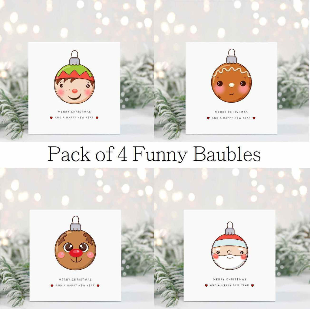 Christmas Baubles Card - Set Of 4 - The Gifted Panda