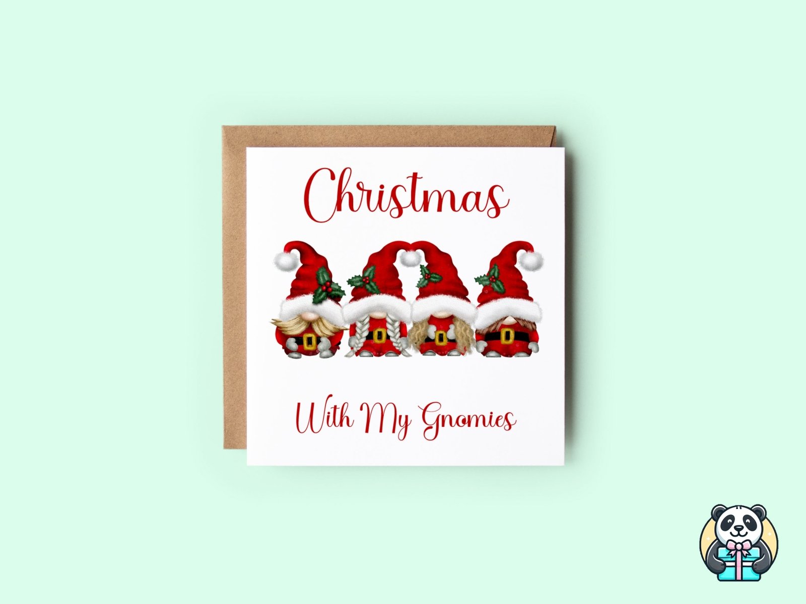 Christmas With My Gnomies - Greeting Card - The Gifted Panda Main image