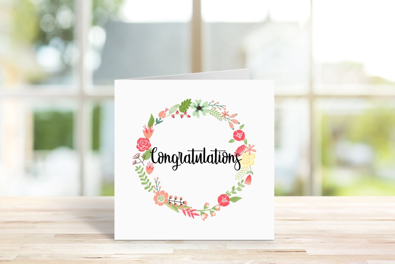 Congratulations Floral Wreath Greetings Card - The Gifted Panda