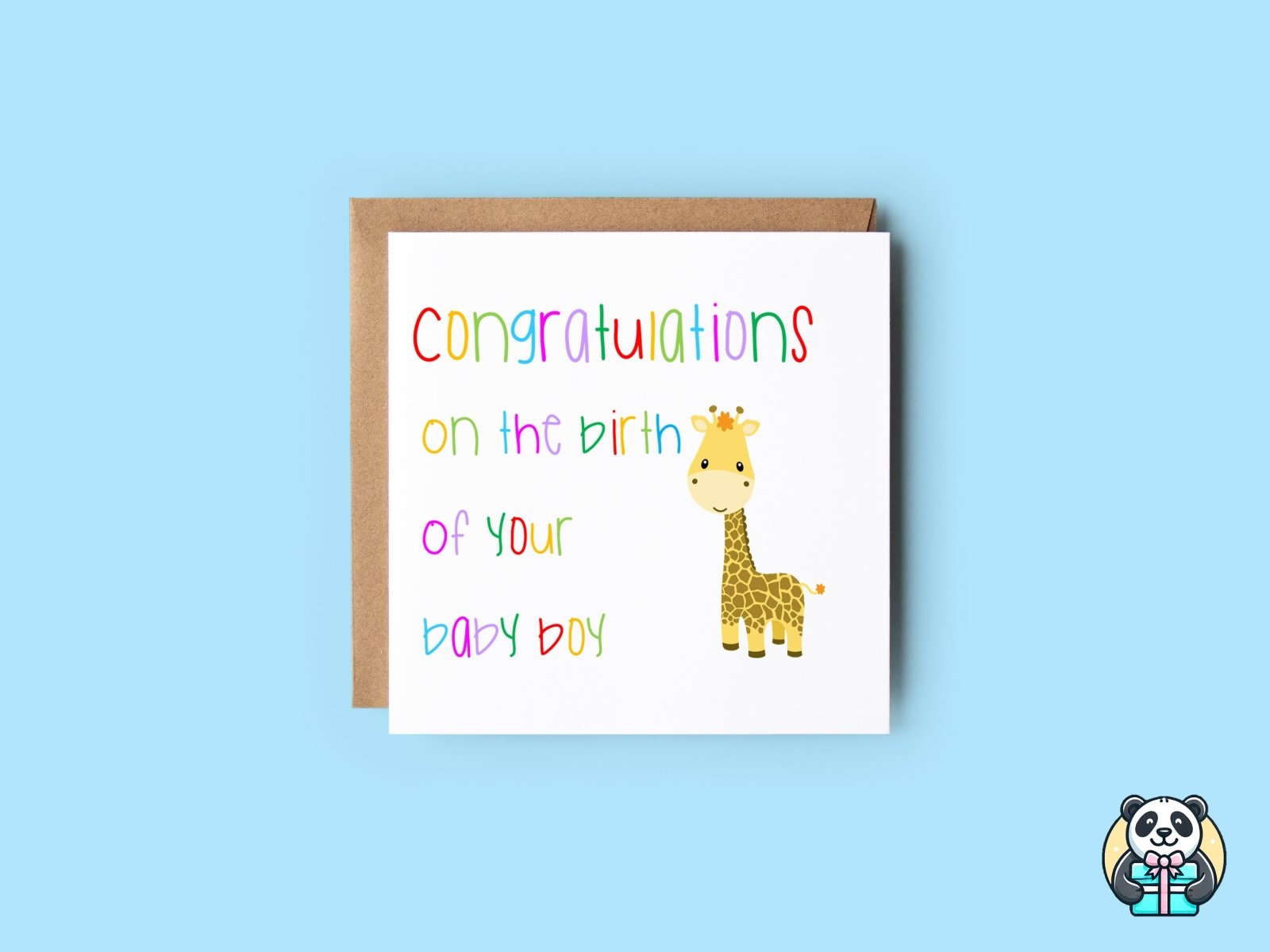 Congratulations On The Birth Of Your Baby Boy Greetings Card - The Gifted Panda