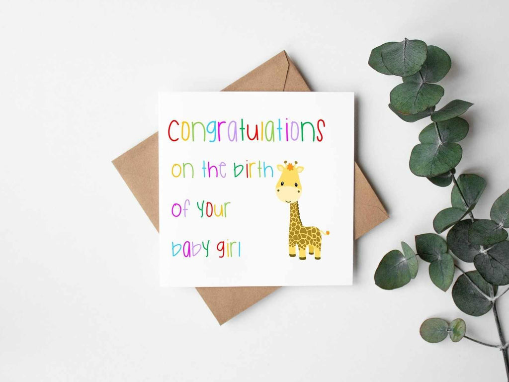 Congratulations On The Birth Of Your Baby Girl Greetings Card - The Gifted Panda