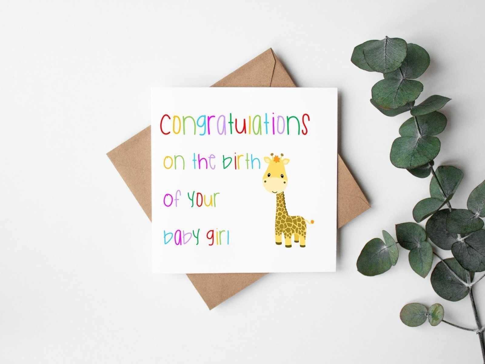 Congratulations On The Birth Of Your Baby Girl Greetings Card - The Gifted Panda