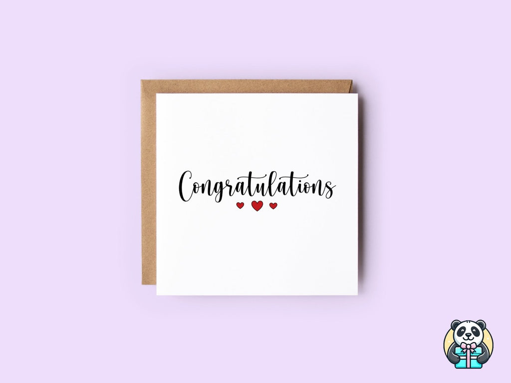 Congratulations Red Hearts Greetings Card - The Gifted Panda