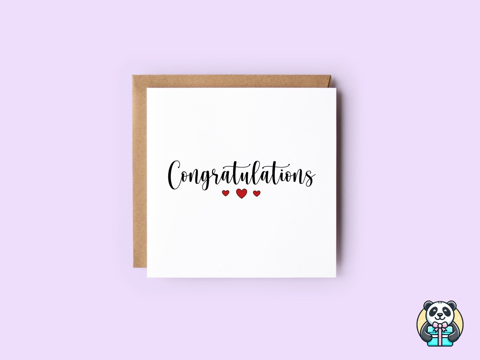 Congratulations Red Hearts Greetings Card - The Gifted Panda