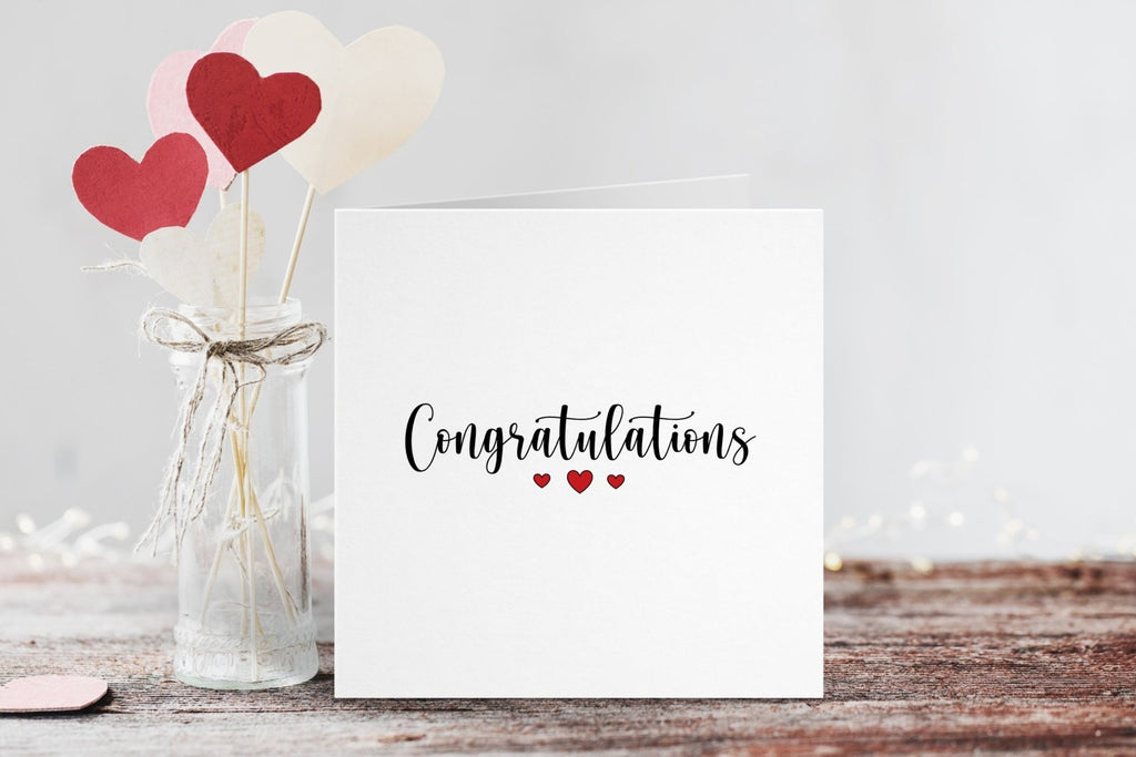 Congratulations Red Hearts Greetings Card - The Gifted Panda