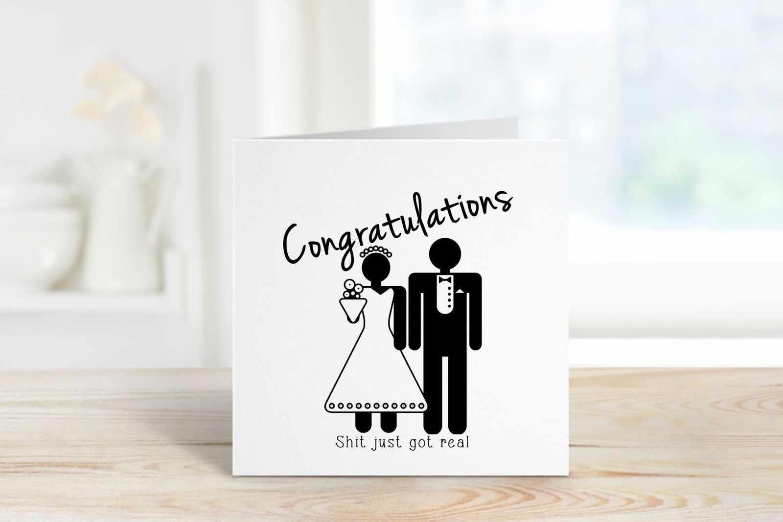 Congratulations Shit Just Got Real Greetings Card Secondary image