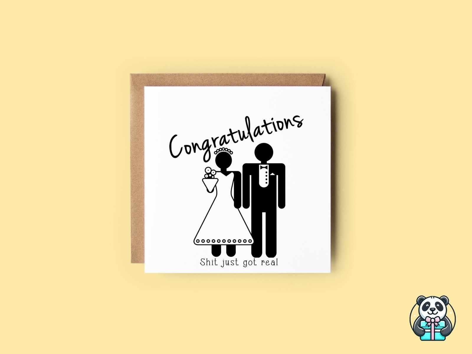 Congratulations Shit Just Got Real Greetings Card - The Gifted Panda Main image