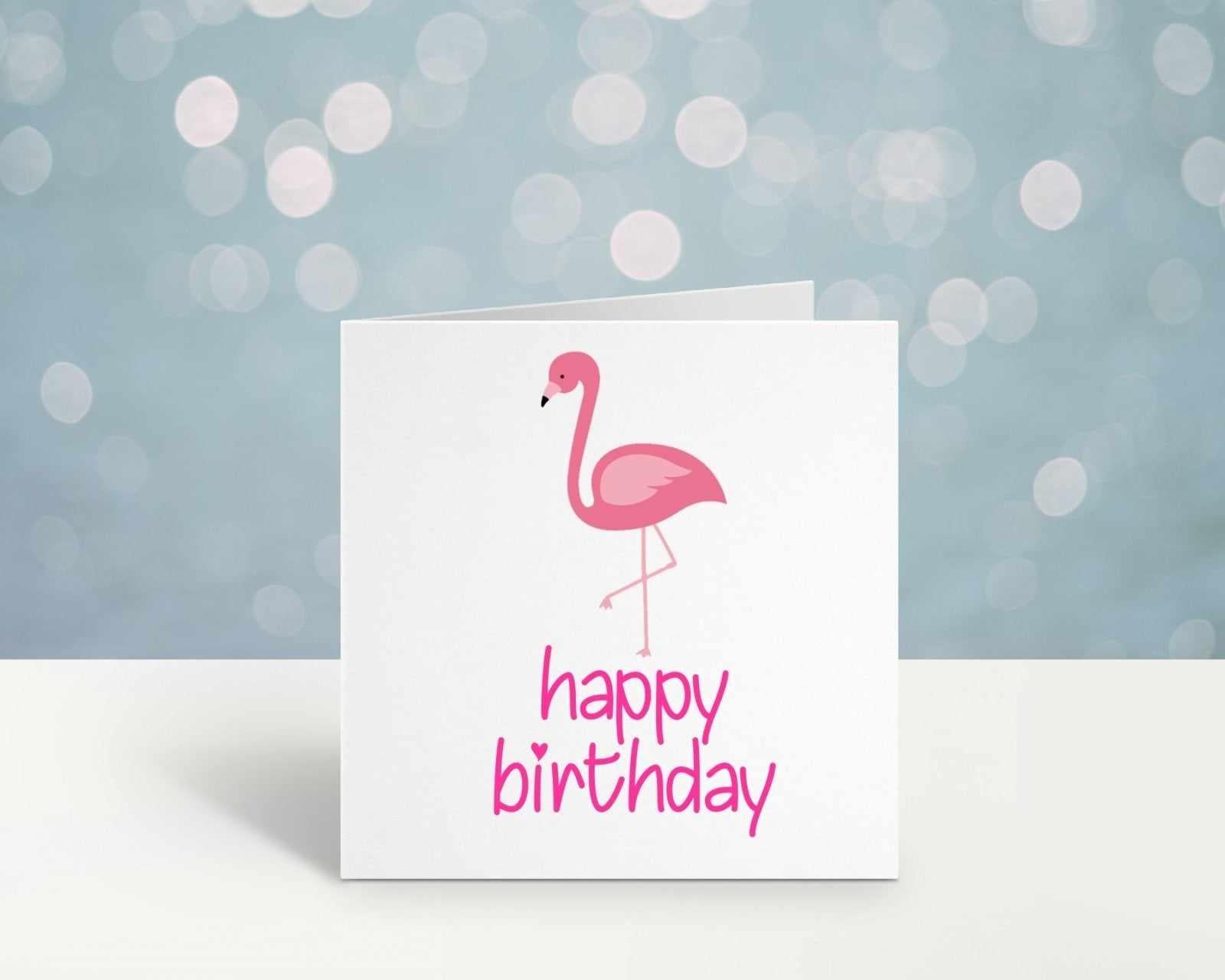 Cute Flamingo Happy Birthday Card Secondary image