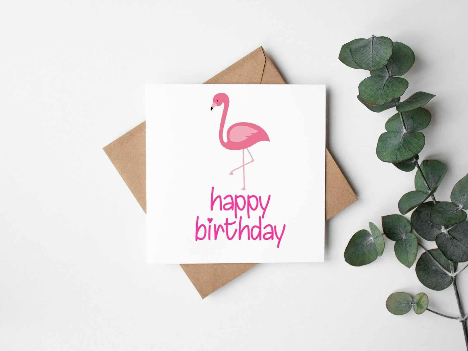 Cute Flamingo Happy Birthday Card - The Gifted Panda