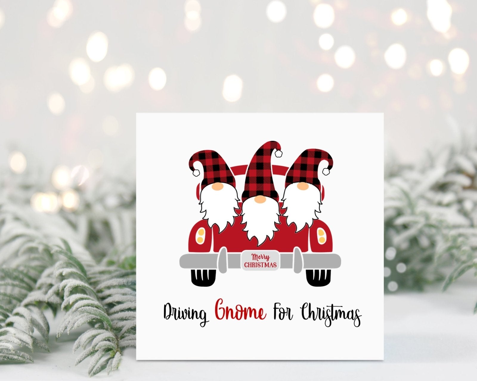 Driving Gnome For Chistmas - Greeting Card Secondary image