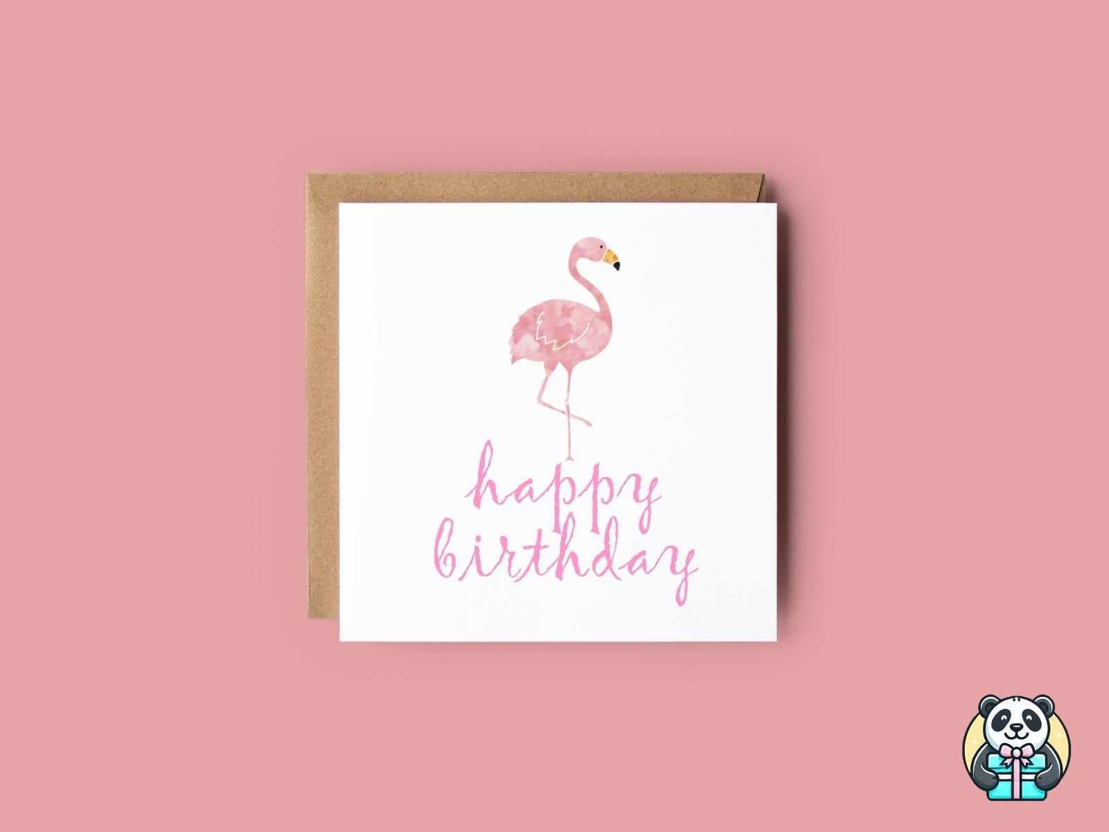 Flamingo Happy Birthday Card - The Gifted Panda